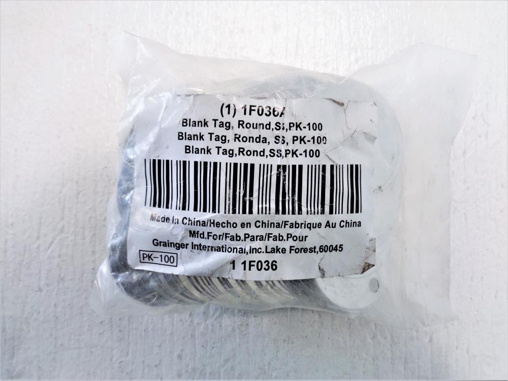 Lot of (3) 100-Packs 1-1/2" Blank Stainless Steel Round Tags #1F036A